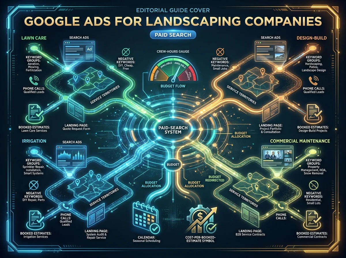 Google Ads for Landscaping Companies guide cover