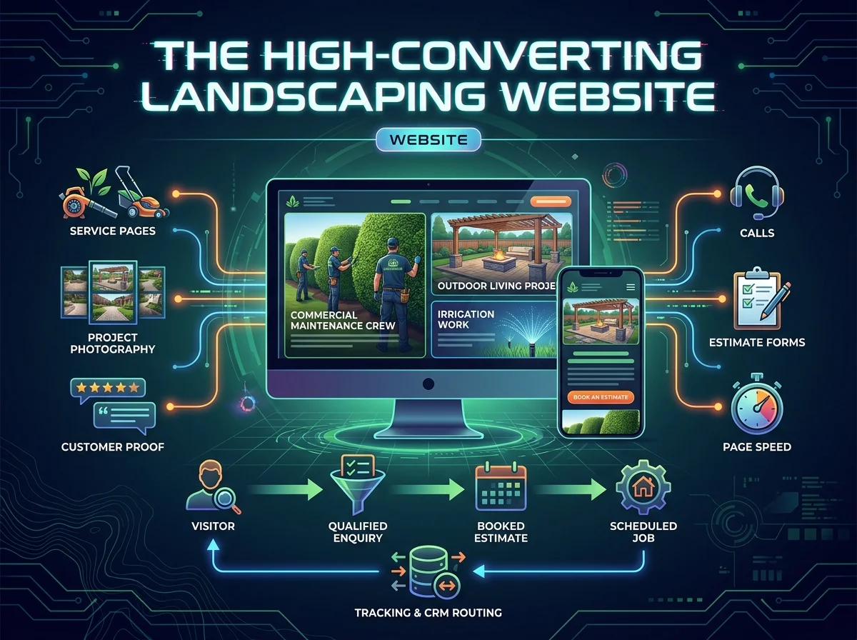 The High-Converting Landscaping Website Guide guide cover