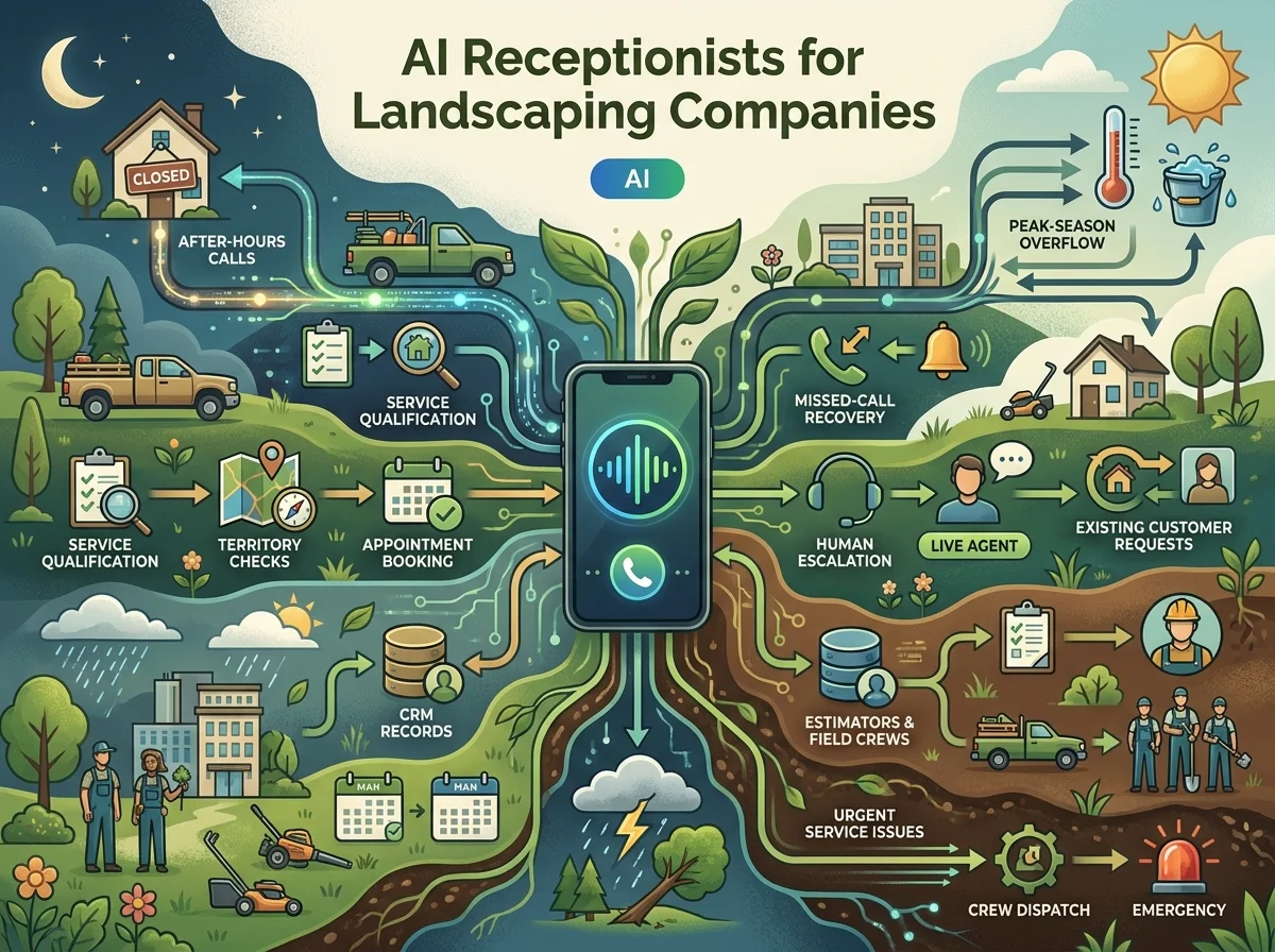 AI Receptionists for Landscaping Companies, Explained End to End guide cover