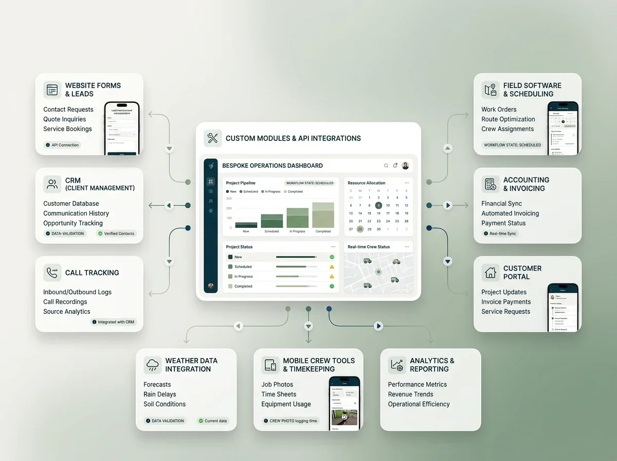 Diagram of custom software integrations