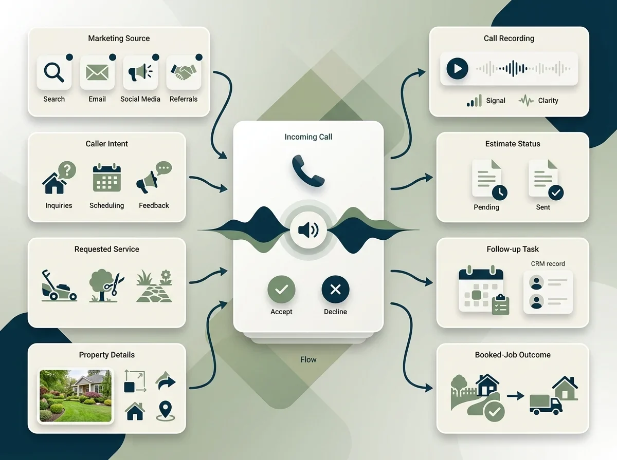 Dashboard view of analytics call tracking