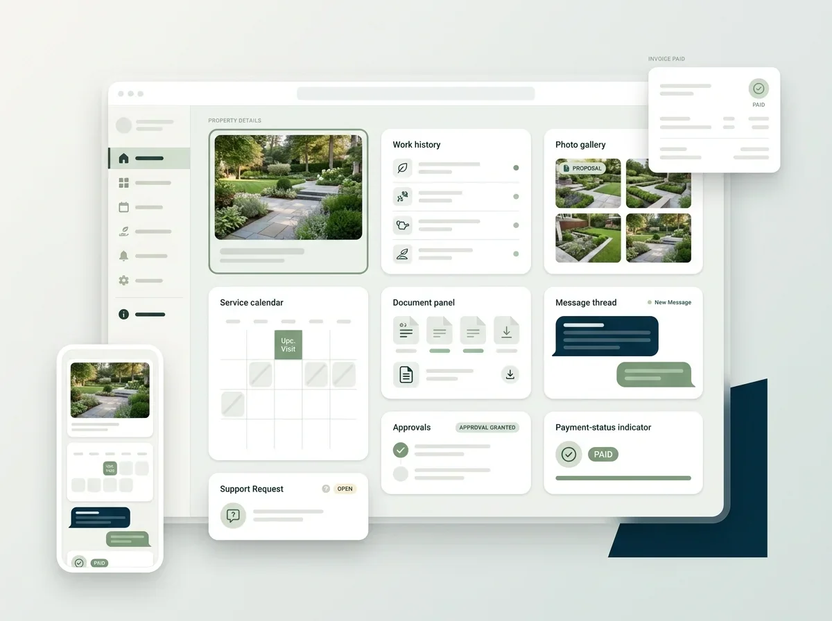 Dashboard view of software customer portal