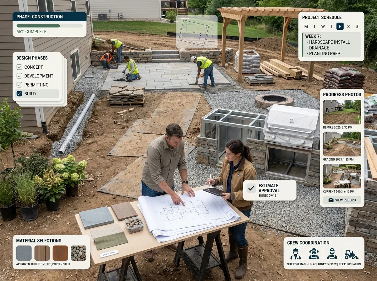 Illustration of hardscaping